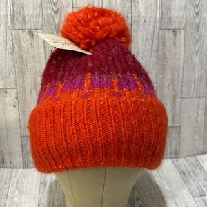 Universal thread red orange sparkling knit winter hat new